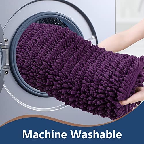 Luxury Chenille Plum Bathroom Rugs Sets 2 Piece, Thickened Hot Melt Rubber - Image 5