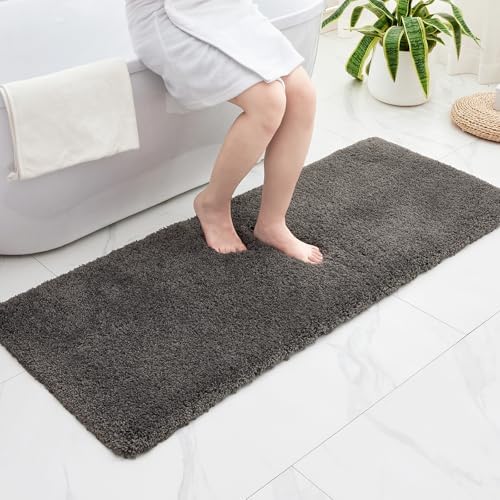 Disolla Dark Grey Bathroom Runner Rug 24x59, Soft Plush Large Bath Mat by Disolla