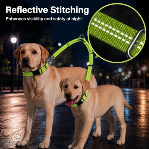 Double Dog Leash Coupler, No Tangle 360° Swivel Adjustable Reflective Dog Leash - Image 3