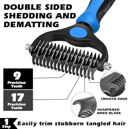 Professional 3PCS Self Cleaning Slicker Brush & Pet Grooming Rake & Flea Comb - Image 2