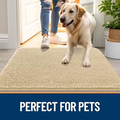 OLANLY Dog Door Mat for Muddy Paws 35x24, Super Absorbent Chenille Mud Mat - Image 6