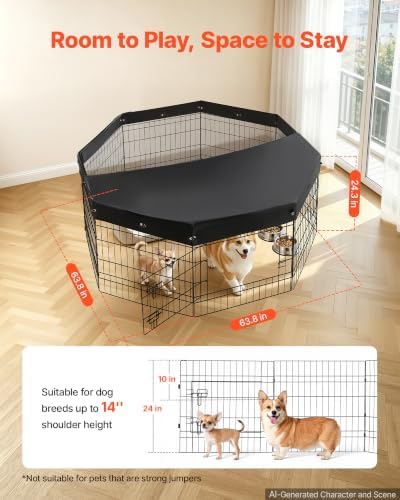 VEVOR Dog Playpen, 24 Inch 8-Panel Metal Puppy Pen - Image 2