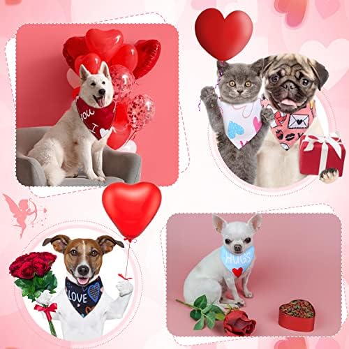 60 Pcs Valentine's Day Dog Bandanas Bulk Heart Pet Bandanas Adjustable Dog Bibs Triangle Scarf Holiday Costume for Small Medium Pet (Heart Pattern) - Image 5
