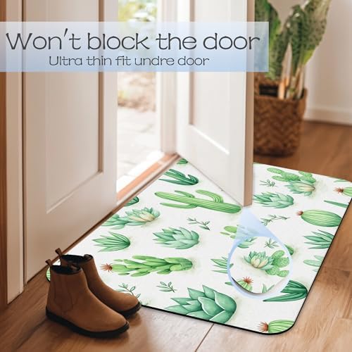 Cactus Succulent Bathroom Mat, Non-Slip Rubber Backing Thin Low-Profile Bath Rug - Image 7
