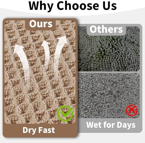 Waffle Bath Mat, Boho Bathroom Rug Non Slip Washable, 18 x 30 - Image 4