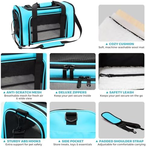 Soft-Sided Cat Carrier 18x11x11 in Expandable Travel Pet Bag 15LBS - Image 4