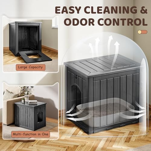 Cat Litter Box Enclosure, Resin Hidden Litter Box Furniture Side Table - Image 3