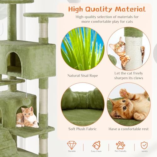 54 Inch Cat Tree Tower with Natural Sisal Scratching Post - Image 4