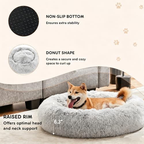 Sweetcrispy Large Dog Bed for Indoor, Calming Donut Bed for Dogs and Cats - Image 3
