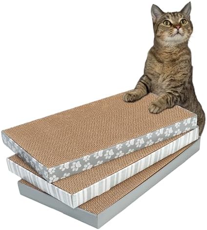 Kitty City Cat Scratcher– 3-Pack Durable Corrugated Cardboard Scratch Pads by KittyCity