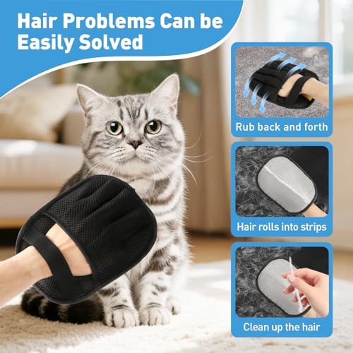 Pet Hair Removal Glove for Cats & Dogs, Five-Finger Electrostatic Pet Hair - Image 3