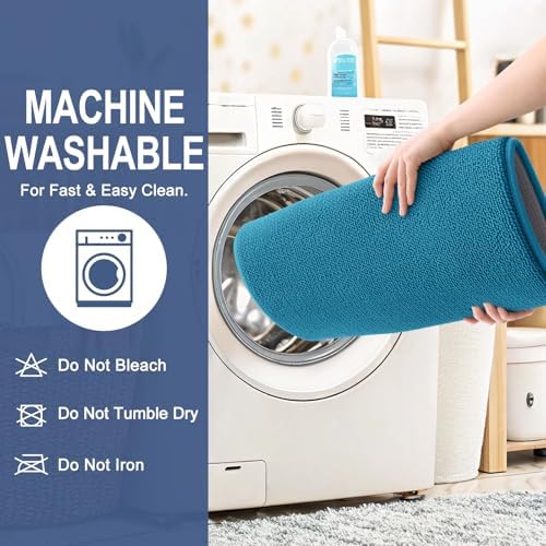 OLANLY Memory Foam Bathroom Rugs 30x20, Absorbent Bath Mat, Peacock Blue - Image 6