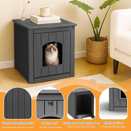 Cat Litter Box Enclosure, Plastic Hidden Litter Box Side Table - Image 4