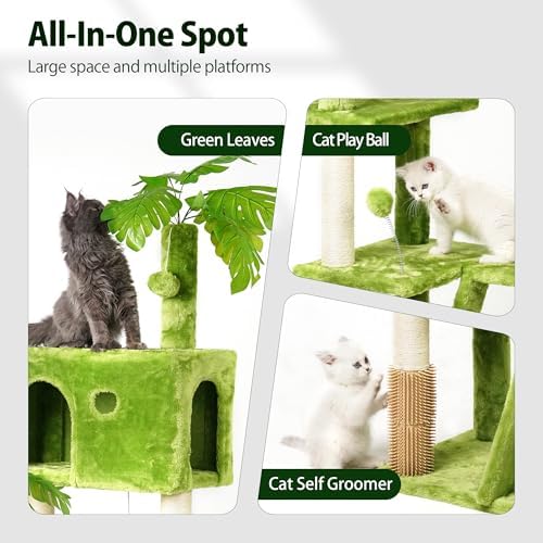Meecal 65in Tall Cat Tree with Leaves - Image 4