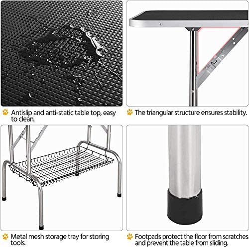 36" Pet Dog Grooming Table, Foldable Stainless Steel Frame Pet Drying Grooming - Image 3