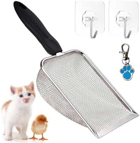 Cat Litter Scoop, Stainless Steel Cats Sturdy Mesh Scooper Kitty Metal Scooper by itPlus