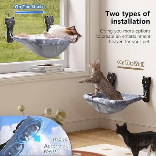 JUNSPOW Cat Window Perch Cordless, Glow in The Dark & Stable Cat Beds- - Image 4