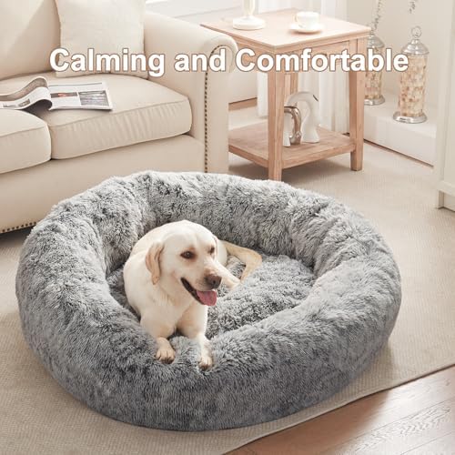 45 in Faux Fur Fluffy Donut Dog Bed - Image 2