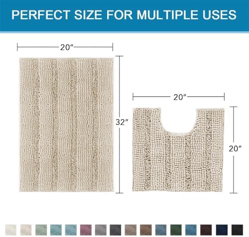 H.VERSAILTEX Bathroom Rug Sets 2 Piece Bath Mats Non Slip Thick Soft Chenille - Image 2