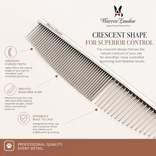 Warren London Crescent Detail Copper Dog Grooming Comb - Image 4