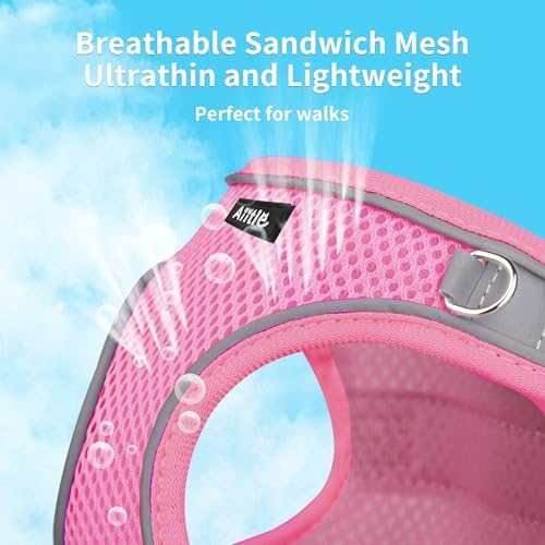 AIITLE Dog Harness and Leash Set, Step-in Puppy Pet Vest, Pure Pink S - Image 6