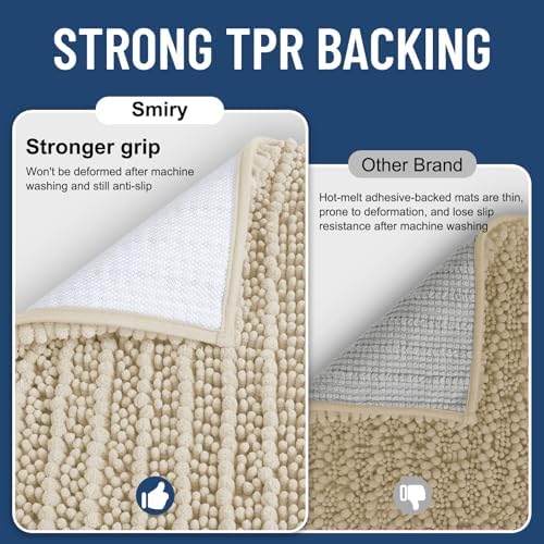 Smiry Bathroom Rugs 34X21, Extra Soft Rubber Backing Chenille Bath Mats - Image 3