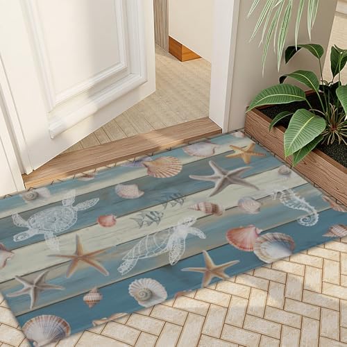 Giwawa Coastal Starfish Bath Rug Summer Sea Turtle Bathroom Carpet Soft Non - Image 7