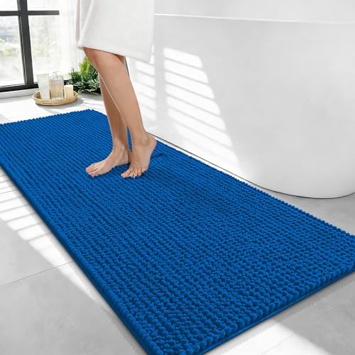 OLANLY Thick Chenille Bathroom Runner Rugs Mats 44x24, Deep Navy Blue by OLANLY