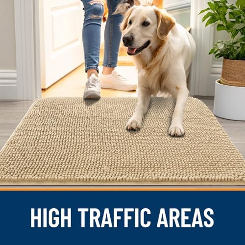 OLANLY Dog Door Mat for Muddy Paws 32x20, Super Absorbent Chenille Mud Mat - Image 6