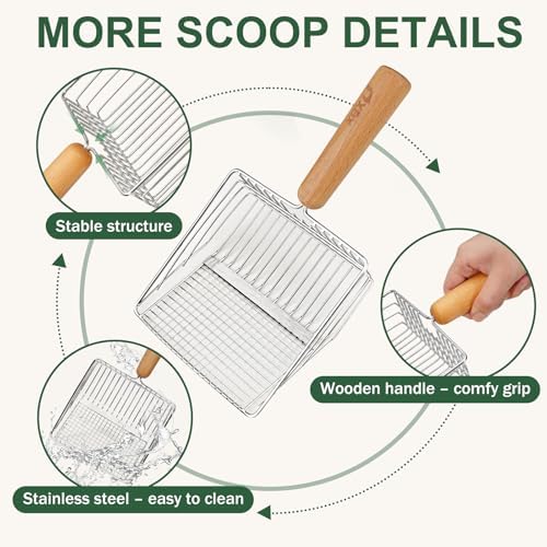 XBX Cat Litter Scoop with Holder, Heavy Duty Litter Sifter, Stainless Steel - Image 5
