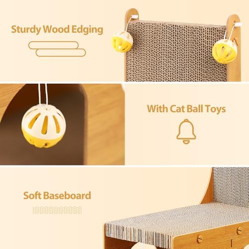 YEMOO ​Cat Scratcher, Cat Scratching Board, L Shaped Vertical Cat Scratcher - Image 4