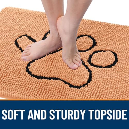 OLANLY Dog Door Mat for Muddy Paws 48x30, Paw Print Design Chenille Mud Mat - Image 4
