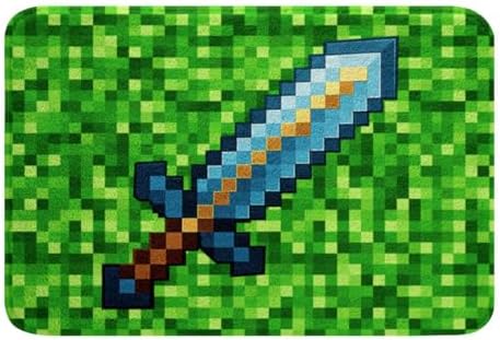 Manfei Pixel Sword Bath Mat, Pixelated Sword Design Kids Mats Rugs, Girls Boys - Image 3