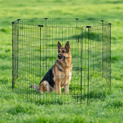 Amazon Basics Foldable Metal Indoor/Outdoor Dog Playpen, Octagonal Exercise Pen - Image 7