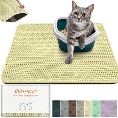 Cat Litter Mat 24"x16", Double Layer EVA Litterbox Mat Cream by BLISSSTORM