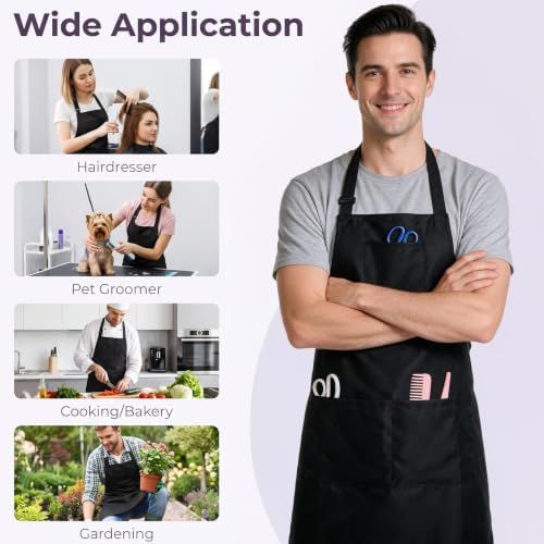 Amabro Hair Stylist Apron Adjustable 4 Pockets Hair Stylist Dog Grooming - Image 4