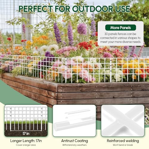 17ft x 13in Garden Fence Animal Barrier, 12 Panels No Dig Fence Panels - Image 5