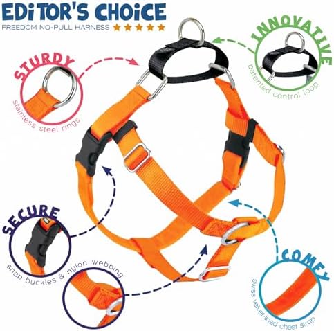 2 Hounds Design Freedom No Pull Dog Harness, 5/8 inch SM, Neon Orange - Image 4