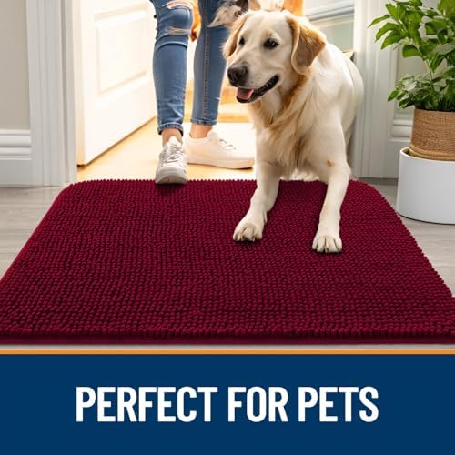 OLANLY Dog Door Mat for Muddy Paws 44x24, Super Absorbent Chenille Mud Mat - Image 6