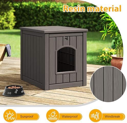 Cat Litter Box Enclosure, Outdoor Cat House Weatherproof, Openable Front Door & - Image 2
