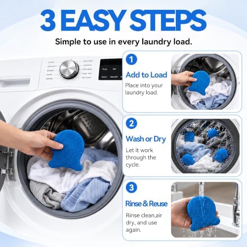 6 Pack Pet Hair Remover for Laundry, Reusable Lint Catcher Balls - Image 4