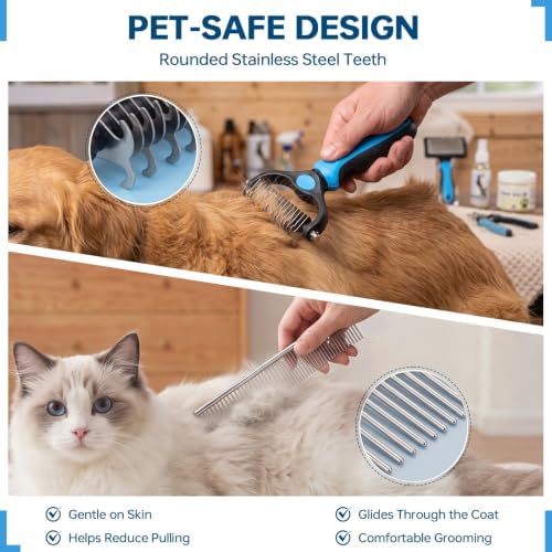 Pet Grooming Comb, Deshedding Dog Brush & Undercoat Rake - Image 5