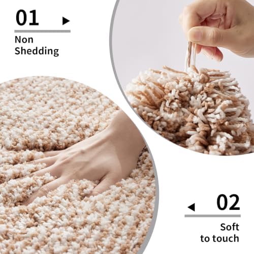 Disolla Beige & White Bathroom Runner Rug 24x70, Plush Extra Large Bath Mat - Image 4