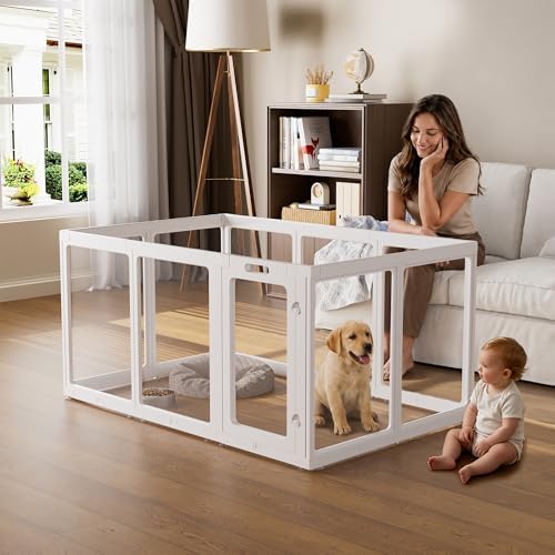Clear Acrylic Dog Playpen Indoor Pet Pen, 10 Panels by ClimbHope