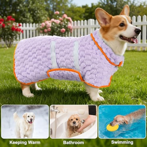 Glittme Dog Bathrobe, Super Absorbent Fleece Drying Robe - Image 5