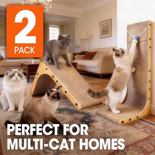 2 Pack Cat Scratcher, 23.6 Inch L Shape Vertical Cat Scratching Board - Image 6