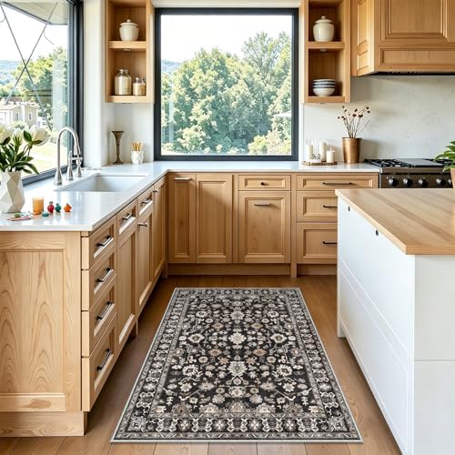 3x4 Rug for Office Washable Non Slip Small Runner for Entryway Black - Image 2
