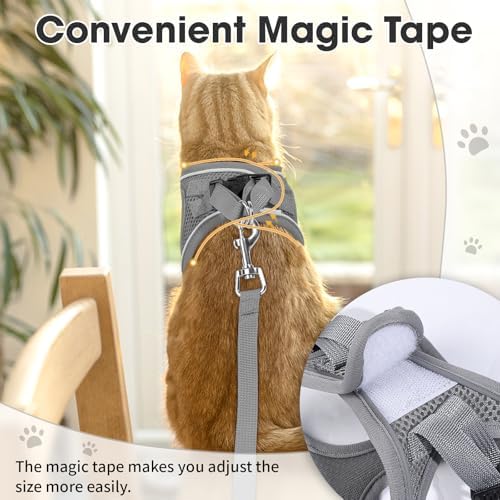 Cat Vest Harness and Leash Set, Escape Proof Kitten Harness Grey S - Image 5