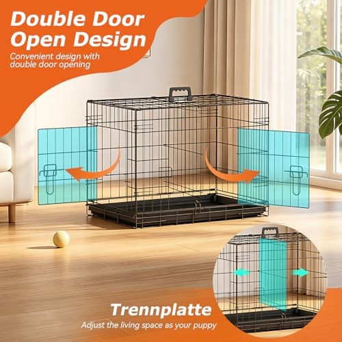 FDW | 24" Foldable Metal Dog Crate | Black | Cage - Image 6