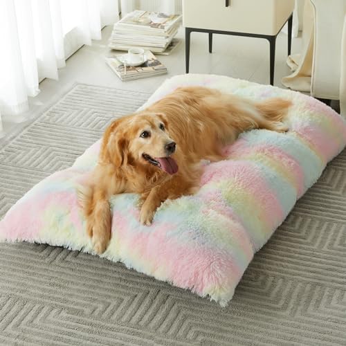 BFPETHOME Dog Beds for Large Dogs, Plush Dog Crate Bed Fluffy Cozy Kennel Pad by BFPETHOME
